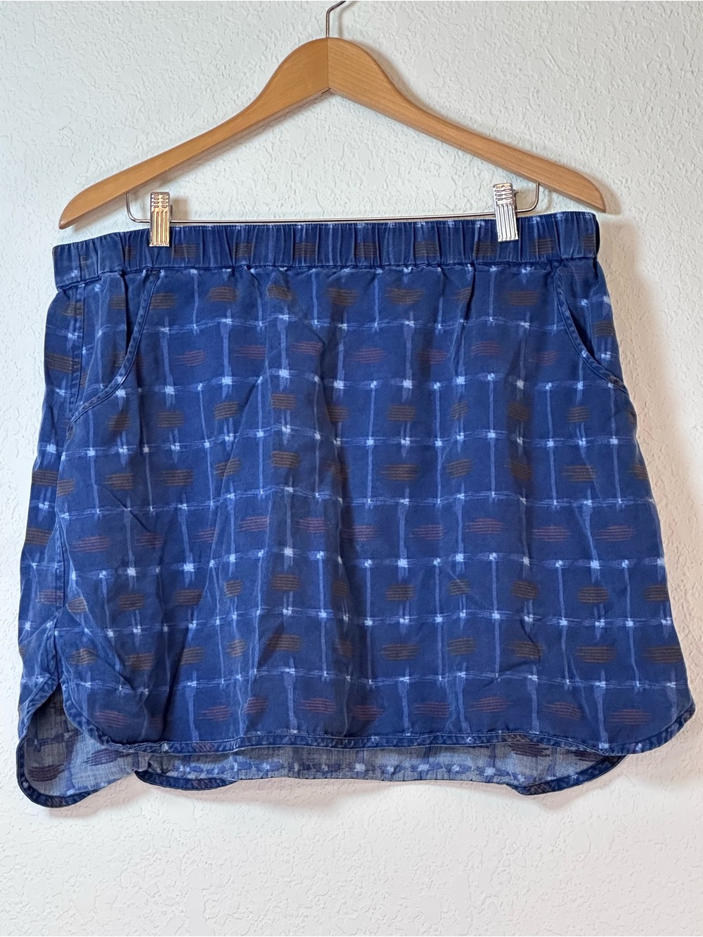 Patagonia Navy Blue Patterned Elastic Waist Skirt